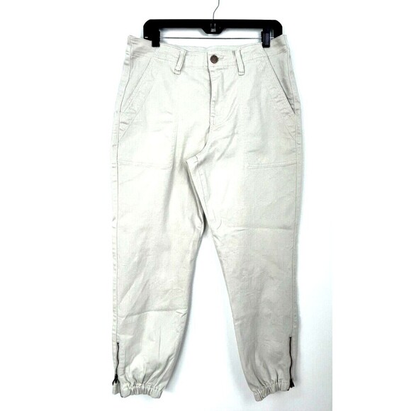 Cabi Compass Women Sz 10 Beige Oyster Pant Ankle Zipper Large Pockets Comfort E1 - Picture 3 of 12